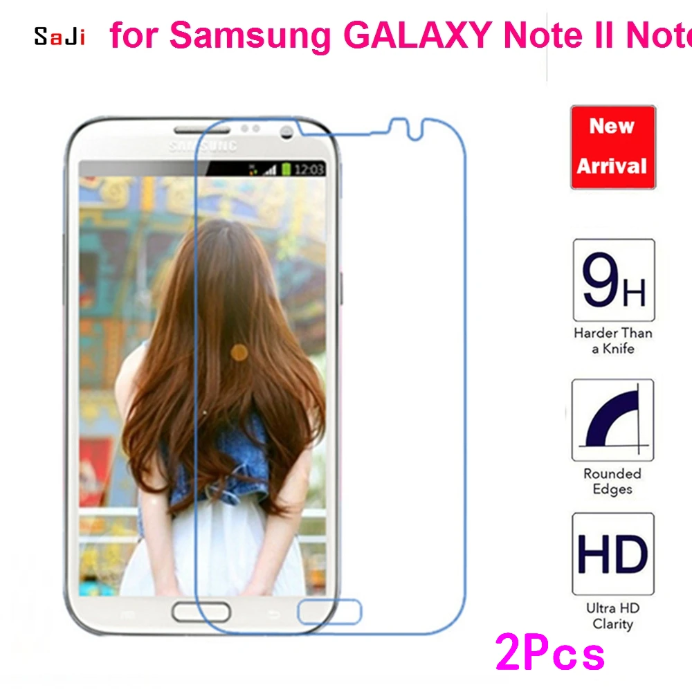 2Pcs SaJi Tempered Glass Film Explosion Proof Screen Protector for Samsung Galaxy Note 2 II N7100 N7105 Protective Cover | Мобильные