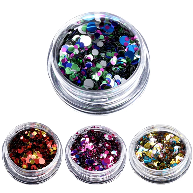 

ELECOOL 1 Bottle Shiny Round Sequins Paillette Colorful Nail Art Glitter Powder Manicure 3D Nail Decoration DIY Accessories