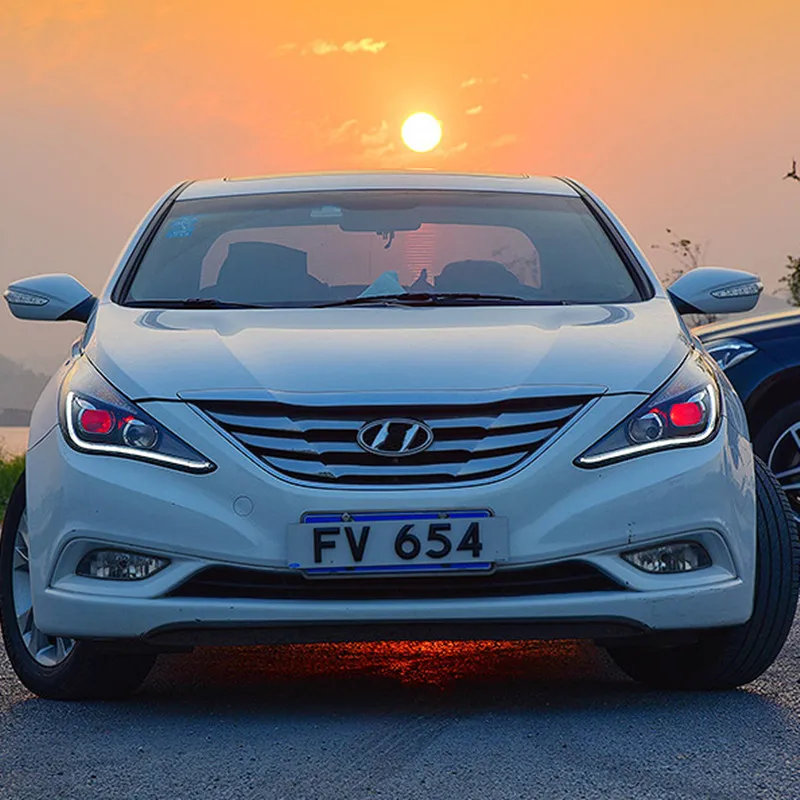Автомобильные светодиодные полосы передние лампы для Hyundai Sonata фары 2013 2014 2015 Angel