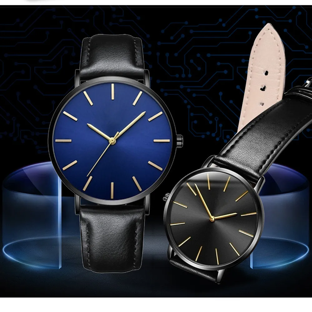 Мужские Женские часы ультра тонкие роскошные кожаные повседневные кварцевые часы для мужчин s часы тонкие мужские s наручные часы