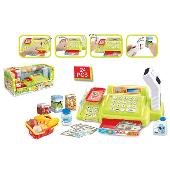 

Hot 24Pcs Children Pretend Play Simulation Shopping Toy Supermarket Cash Register Playset Children Early Educational Toy - Green
