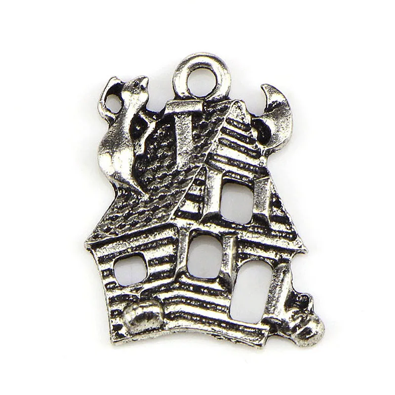 

10Pcs/pack haunted house Christmas tree Pendants Silver Plated Charms DIY Handmade Tibetan Silver Jewelry Making