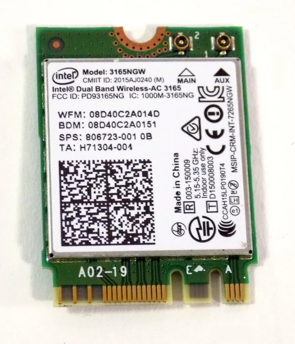 Карта для HP SPS 806723 001 Intel Двухдиапазонная Беспроводная AC 3165 3165NGW WIFI Bluetooth 4 0 NGFF карта
