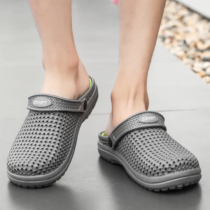 

Summer sandals men shoes garden Jelly Shoes Men slippers Beach Hollow shoes men high quality outdoor sandals Male large size 46