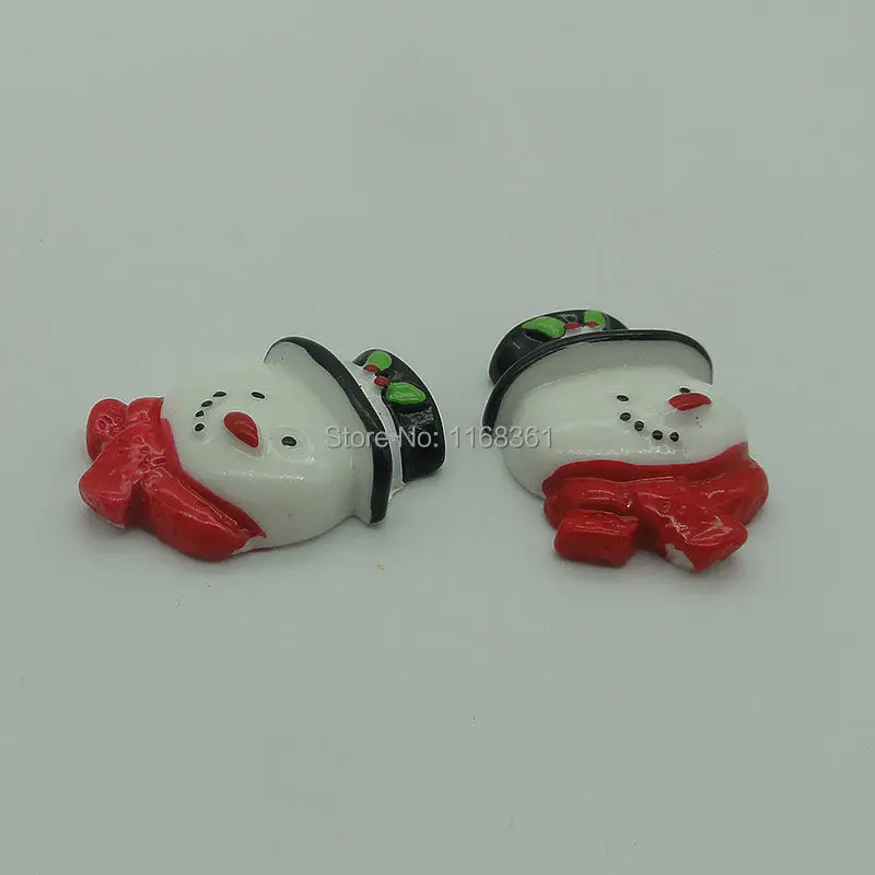 1pcs/lot resin flat back red scarf snowman head 30mm Cabochons Scrapbooking Hair Bow Center DIY Christmas decration C101-4