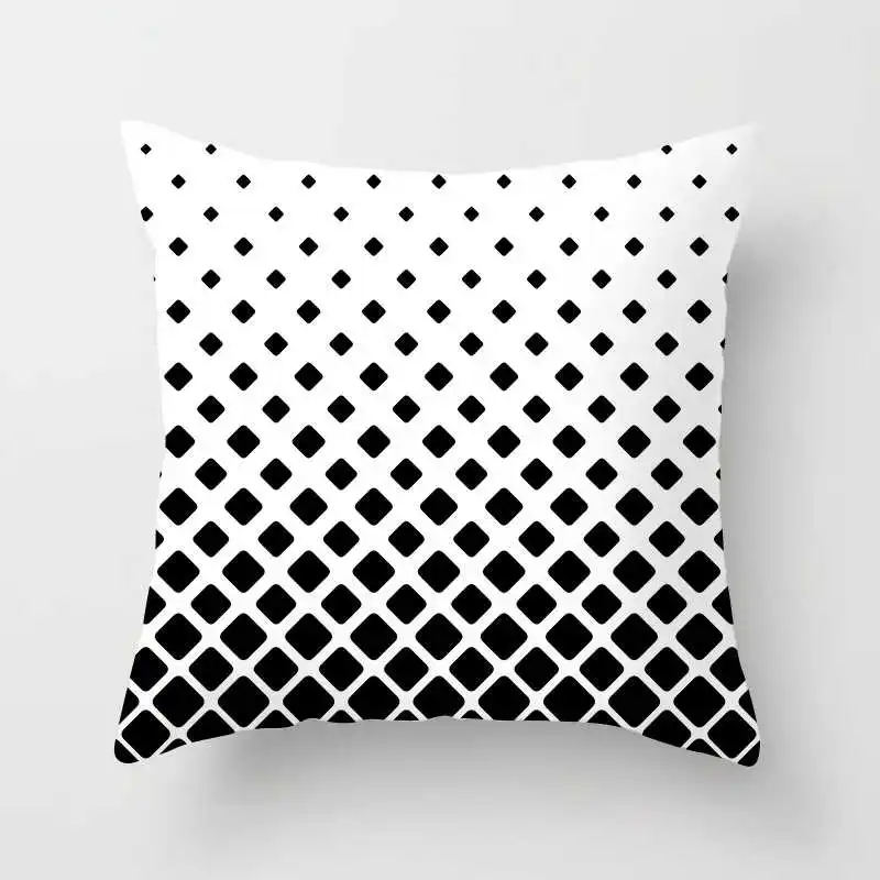 Nordic black and white geometric plaid stripes cushion cover (8)