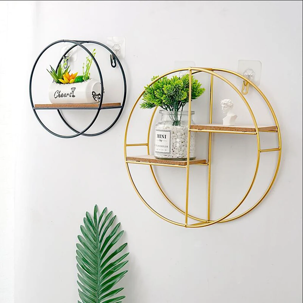 Garden Decor Iron Floating Shelves Corner Square Storage Shelf Wall Display Rack