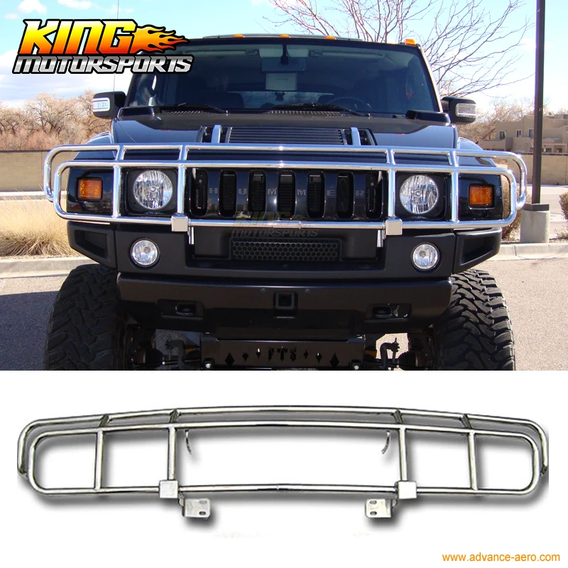 For 2003 09 Hummer H2 H2t Sut Suv Chrome Polished Front Guard Brush