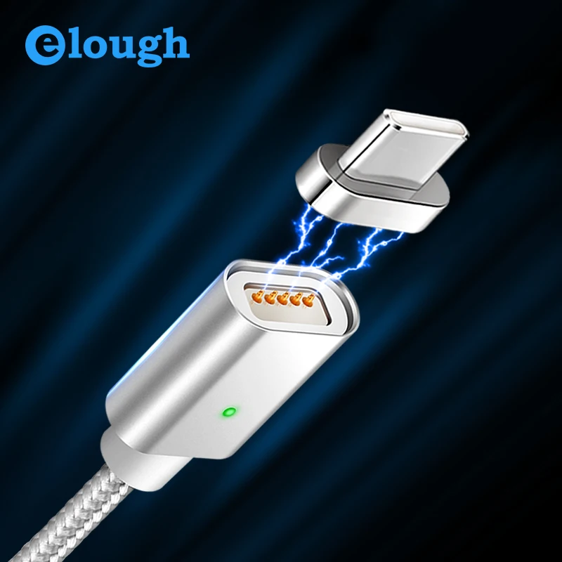 Магнитный кабель Elough E04 USB Type C для Samsung galaxy s8 Note 8 plus мобильный телефон быстрая