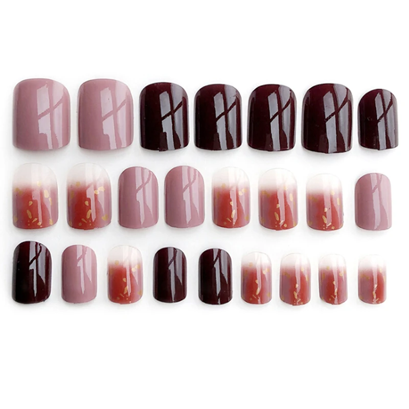 24Pcs Wedding False Nails Rendering Acrylic UV Gel Full Fake Nails Art Tips Tool With Glue Hot