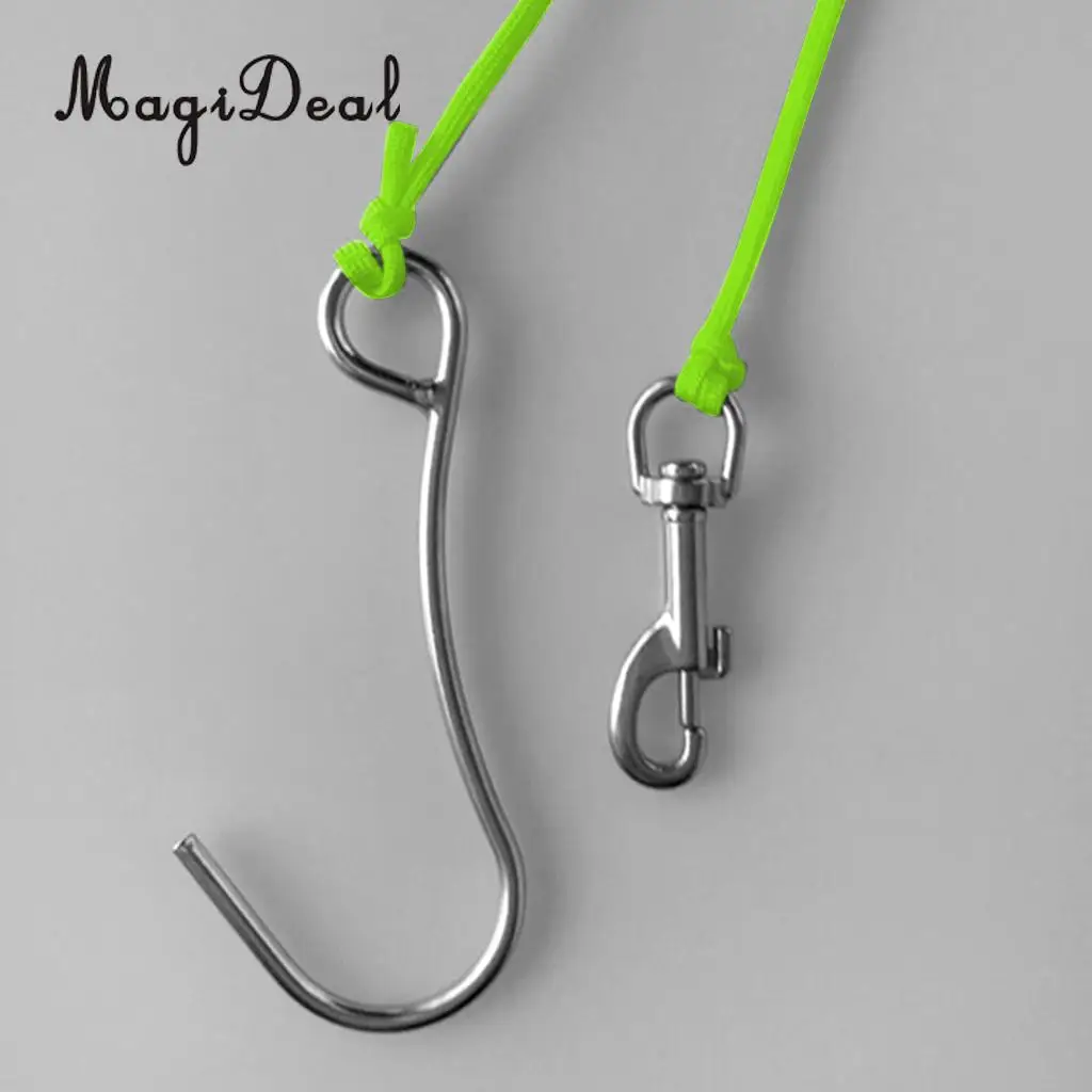 MagiDeal Scuba Diving Reef Drift Hook with 47' Line & Stainless Steel Clip for Snorkeling Freediving Swimming Caving Accessory