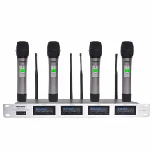 Freeboss 4 Way 4*100 каналы PLL ИК частота UHF беспроводной микрофон с 4 металлическими ручками для караоке KTV вечерние динамический микрофон