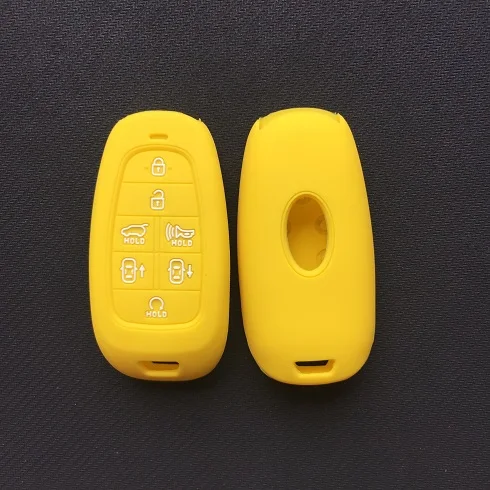 Силиконовый для ключа автомобиля чехол 7 чехол для ключей с кнопками для hyundai Sonata Smart Nexo 95440-M5000 пульт дистанционного управления силиконовый чехол для ключей - Название цвета: YELLOW
