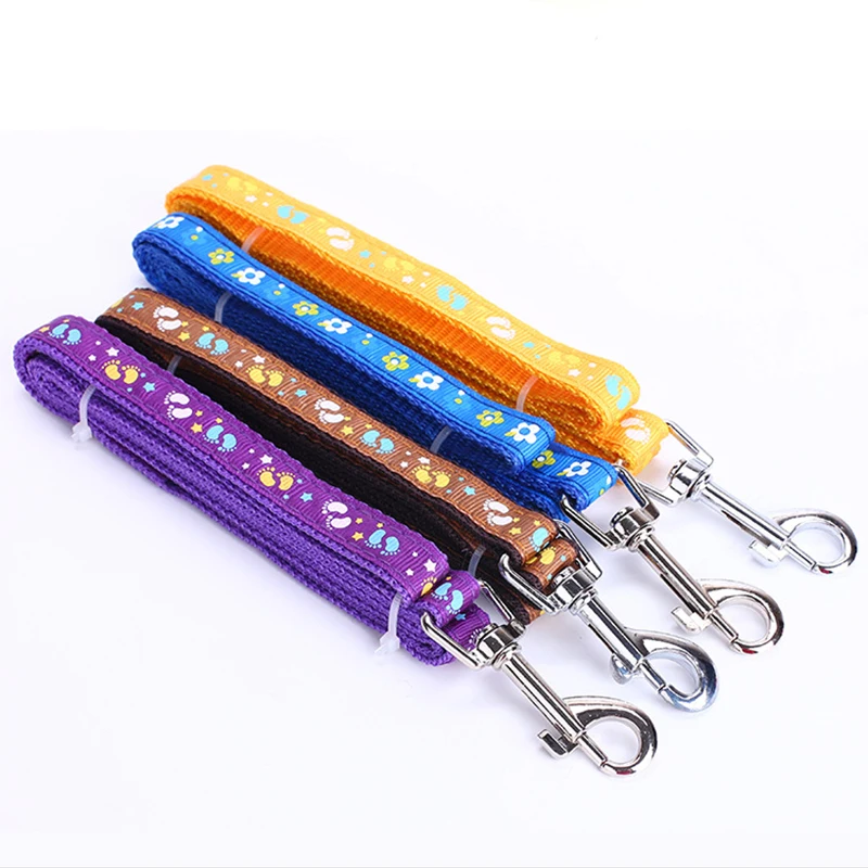 Dog Nylon Adjustable Harness Set With Lead leash Pet Cartoon Printing Breast-band Puppy Walking Training Traction Rope Halter