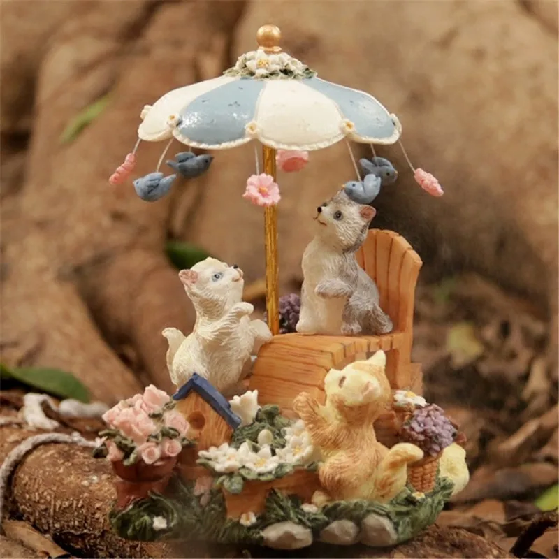 

Retro Nostalgia Rotating Umbrella CAT Music Box European Style Creative Resin Artware Desktop Decoration L913