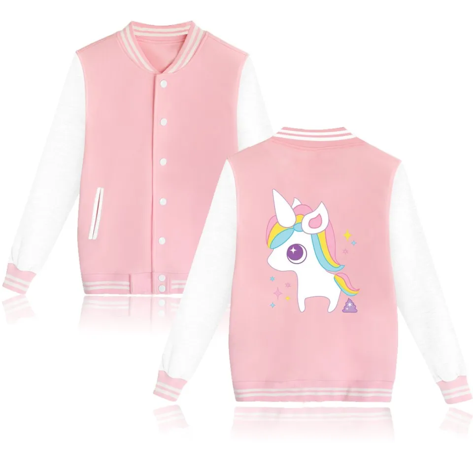 Fasion Unicorn Baseball Jacket Girls Autumn Long Jacket