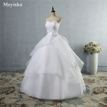 ZJ9043 2016 High Quality White Ivory Wedding Dresses Lace up Back Bridal Gowns Women Vestidos De Novia Free Shipping size 2-26W