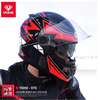 

2019 Winter New Warm YOHE Full Face Motorcycle Racing Helmet YH-970 Double lens Motorbike Helmet Made of ABS and PC Lens Visor