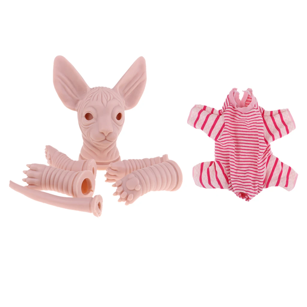 High Quality Silicone Sphynx Cat 18inch Reborn Kits Sphynx Cat Limb Mold With Clothes Realistic Cat Model Doll DIY Handwork