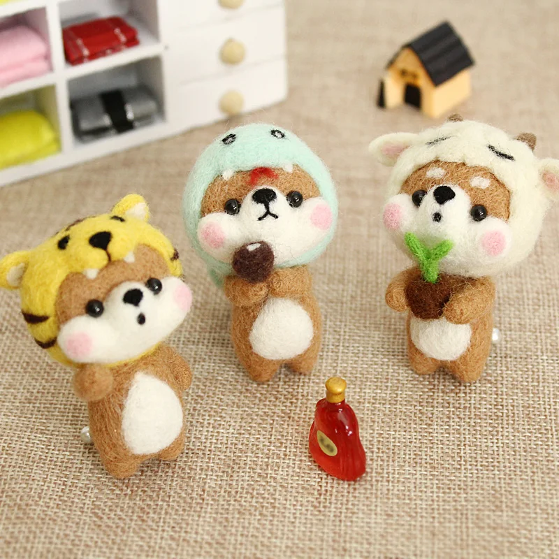 Non-Finished Felt Kit Handmade Animal Dragon Sheep Tiger Rabbit Mouse Doll Wool Felt Craft Needle Kit DIY at Home Giftkids needle felting kit wool felting kit