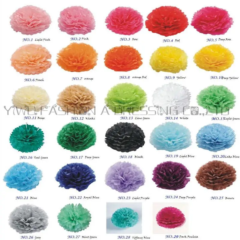 

36 pieces 6" 8" 10"(15cm 20cm 25cm) Tissue Paper Pom Poms Mix Color Flower Balls for Wedding party home Decoration