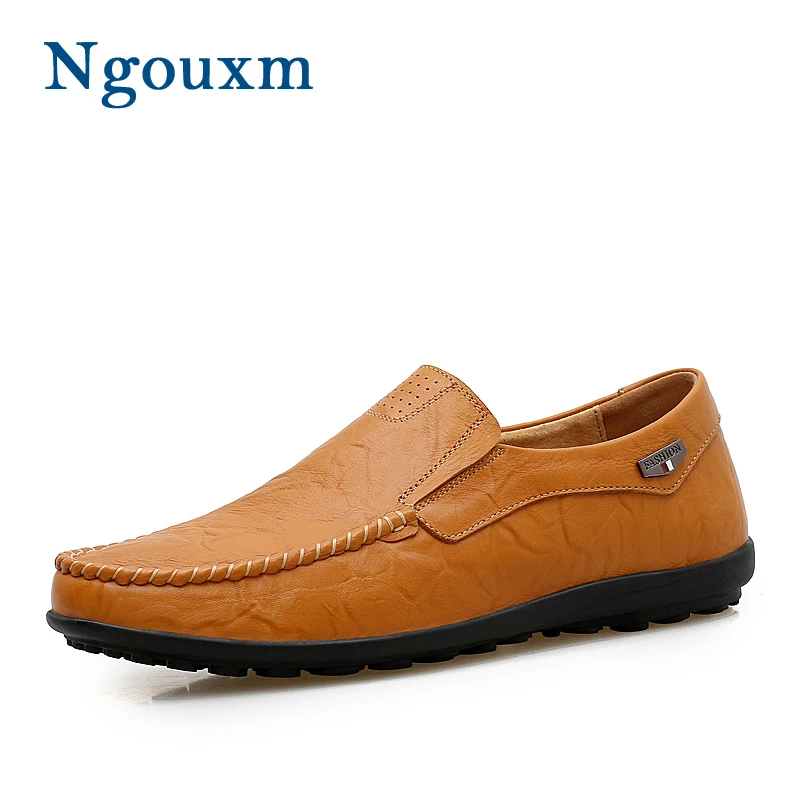 

Ngouxm Plus Size Loafers Men Spring Autumn Genuine Leather Men's Moccasins Breathable Slip On Driving Shoes Man Casual Loafers
