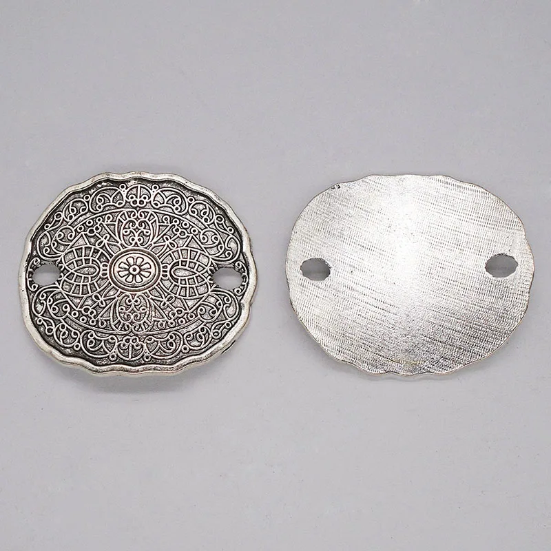 ZXZ 10 шт. античный серебряный сплав Овальный диск шармы-соединители подвески для браслета ювелирных изделий