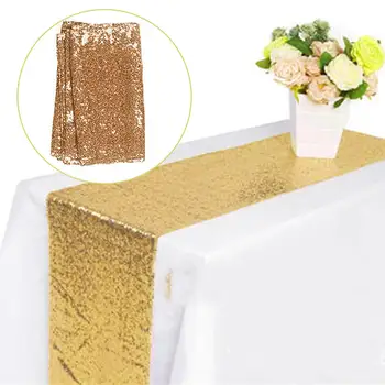 

30*250cm Sequin Table Runner Rectangle Sequin Tablecloth Gold Silver Table Runner for Wedding Dinner Party Mariage Decoration