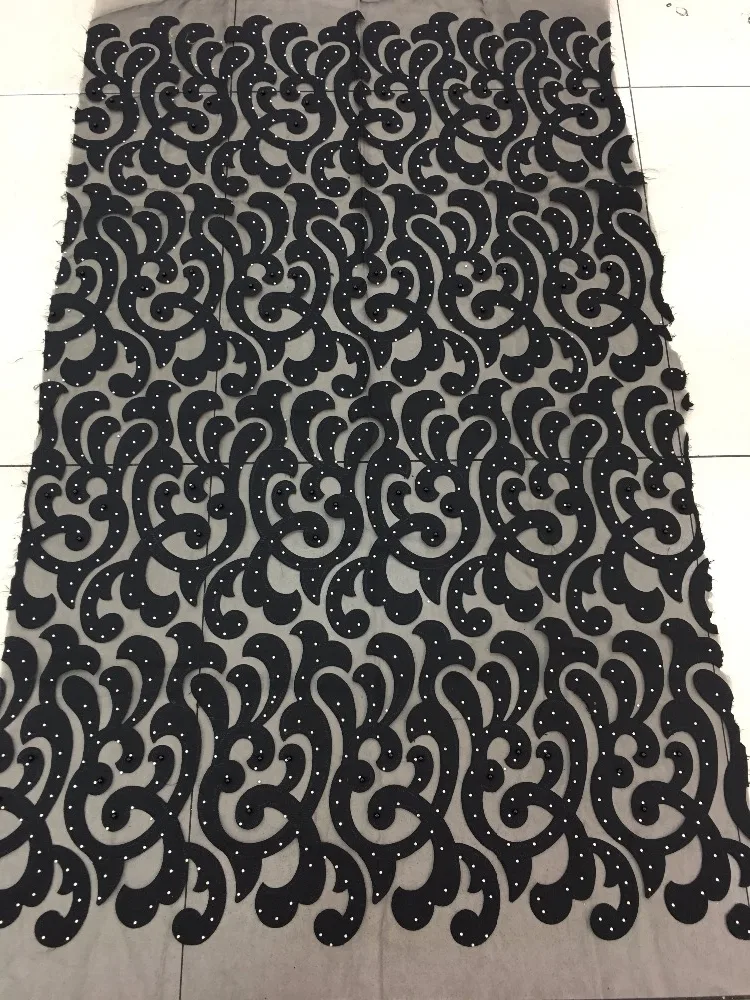 satin laser cutting and diamonds lace fabricin Fabric from Home