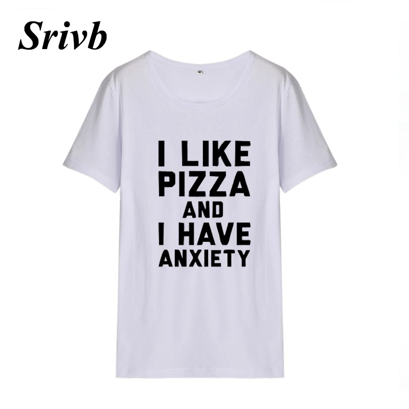 Женская хлопковая футболка с надписью Srivb I Like Pizza летняя коротким рукавом в стиле