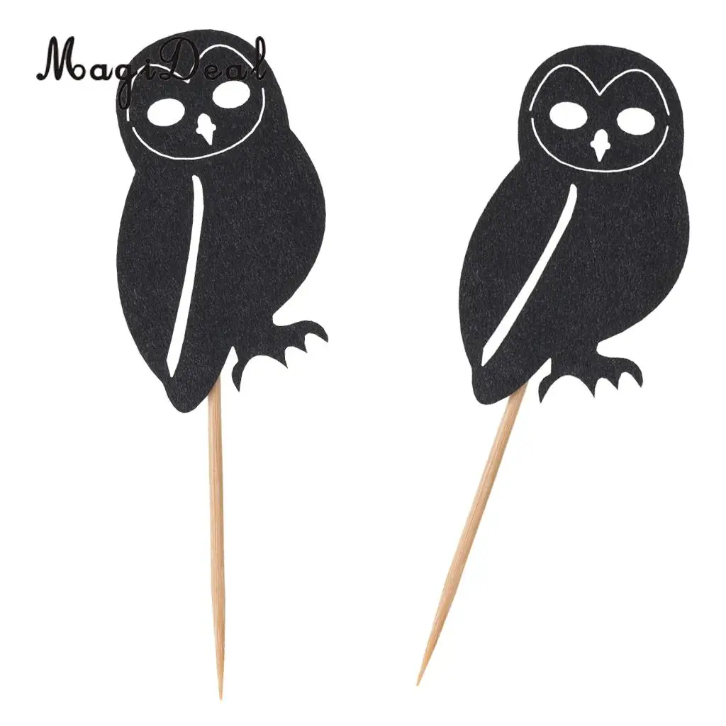 MagiDeal Lovely 20Pcs Glitter Owl Animal Cake Cupcake Topper Picks for Baby Shower Birthday Party Halloween Decor Prop 3 Colors