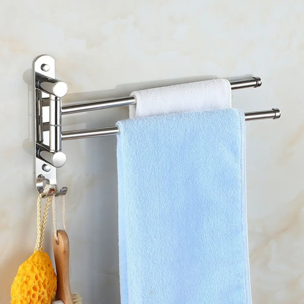 

Stainless Steel Towel Bar Rotating Towel Rack Bathroom Multifunctional Washroom Towel Rack Wall Mounted Hanging Bar Storage Rod