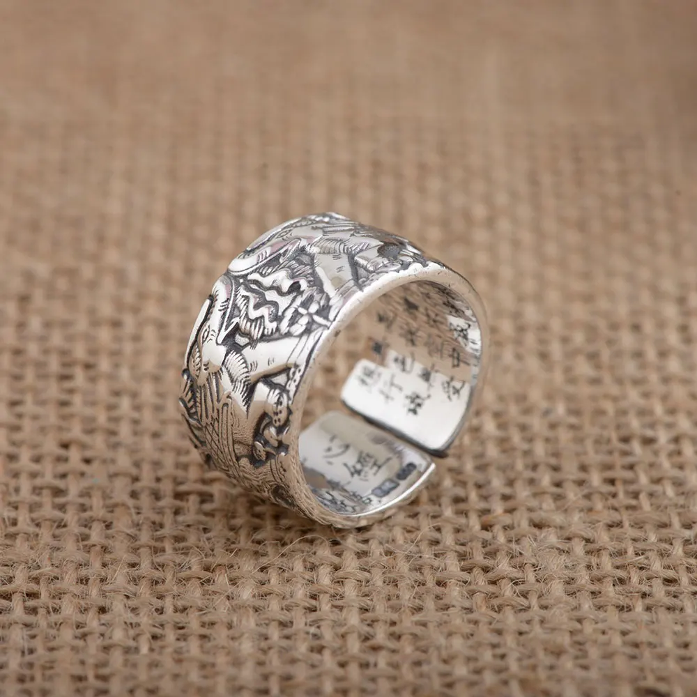 

FNJ 925 Silver Elephant Ring Lover's 100% Real S925 Sterling Thai Silver Rings for Women Men Jewelry Adjustable Size