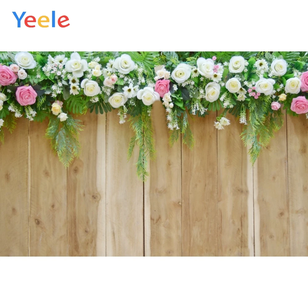 

Yeele Vinyl Colorful Flowers Wooden Board Wedding Ceremony Photography Backdrops Party Photographic Backgrounds For Photo Studio