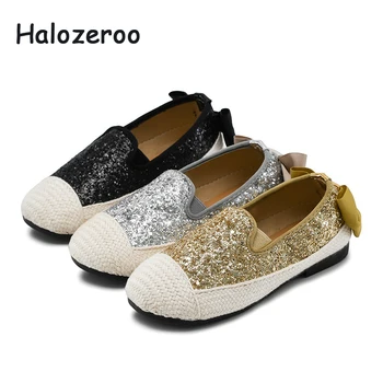 

2019 Autumn New Baby Girls Bow Princess Shoes Children Glitter Espadrilles Kids Pink Brand Loafer School Soft Fashion Moccasin