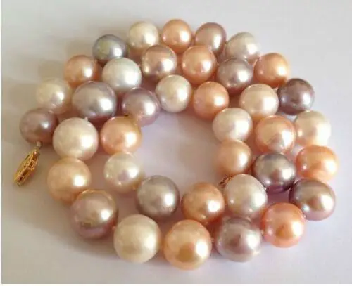 

gogerous round 12-13mm south sea multicolor pearl necklace 18inch14KGP