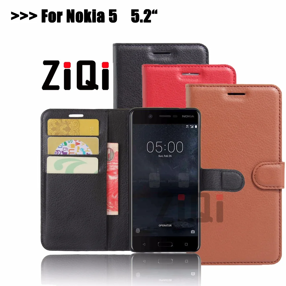 Ziqi For Nokia 5 Case Original Luxury Flip PU Leather Cell Phone Nokia5 (5.2 inch) Kickstand shell Coque Fundas |