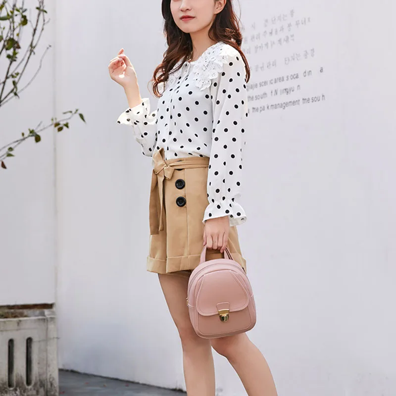 

Women Mini PU Backpack Plug Lock Large Capacity Single Shoulder Bag for Party Shopping LT88