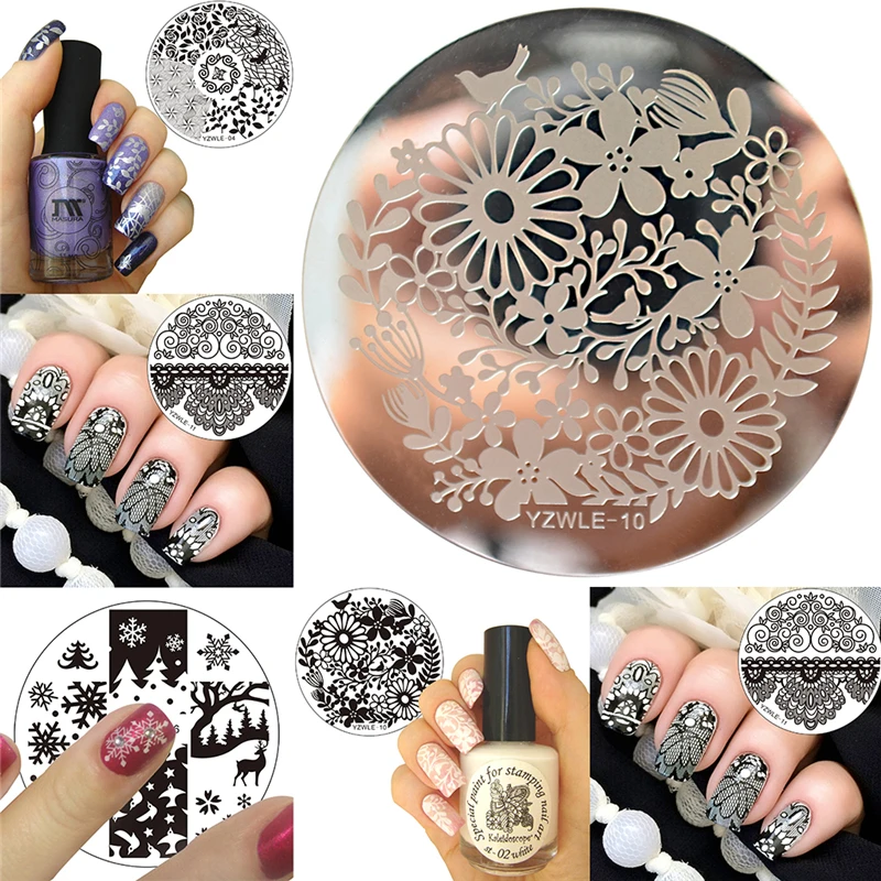 

ZKO Rose Flower Nail Art Stamp Template Flower Mandala Butterfly Image Plate Nail Stamping Plate Manicure Tools