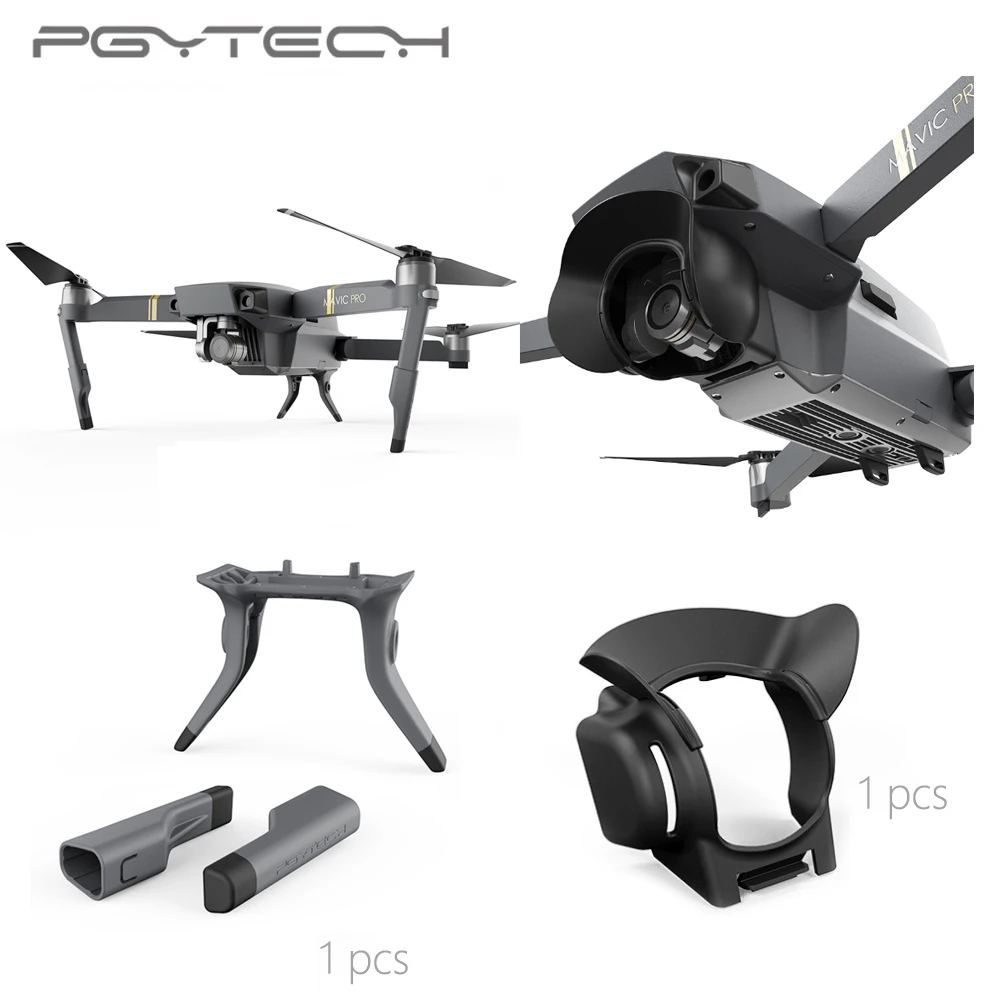 

PGYTECH Extended Landing Gear Leg Support +Lens Hood Sun Shade Glare Shield Lens Camera Protector For Mavic Pro drone accessorie