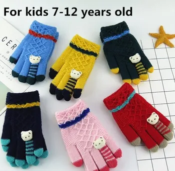 

Child thicken thermal knitted winter gloves childen gilrs lovely cartoon bear gloves students winter warm gloves