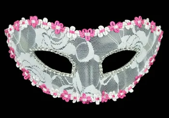 

Venetian mask half face blindfold striped transparent sexy lace mask flat head mask European and American high-end mask gift hot