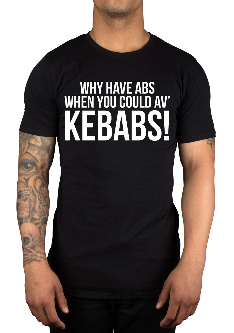 1Tee Mens Why Have Abs When You Can Have Kebabs T-Shirt 1Tee Mens Why Have Abs When You Can Have Kebabs T-Shirt