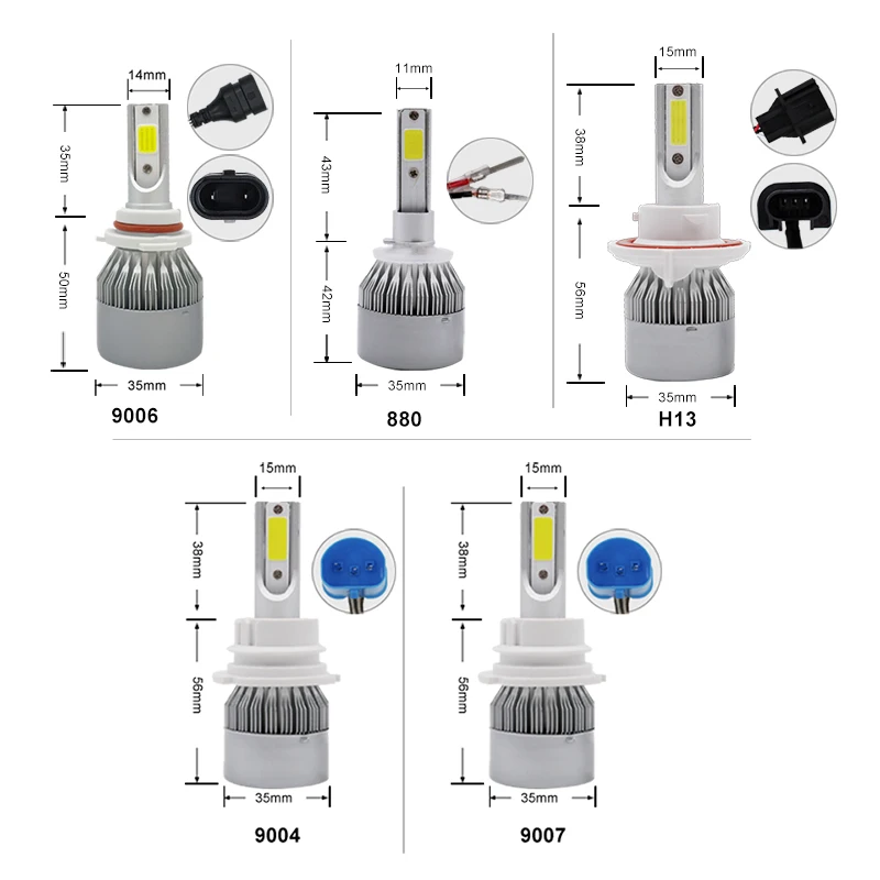 FSYLX C6 H4 светодиодный H7 H11 H8 H1 H3 9005 9006 880 881 5202 с противопыльным кожухом c6 автомобильные лампы для передних фар 72W фары для 8000LM 6000 К h1 h4 h7 h11