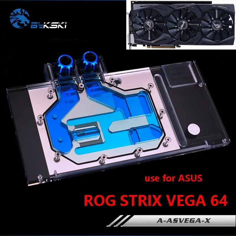 Goedkoop BYKSKI Water Blok gebruik voor ASUS ROG STRIX VEGA 64 GAMING Asus Arez Strix Radeon RX vega56 Koper radiator Blok Videokaart RGB