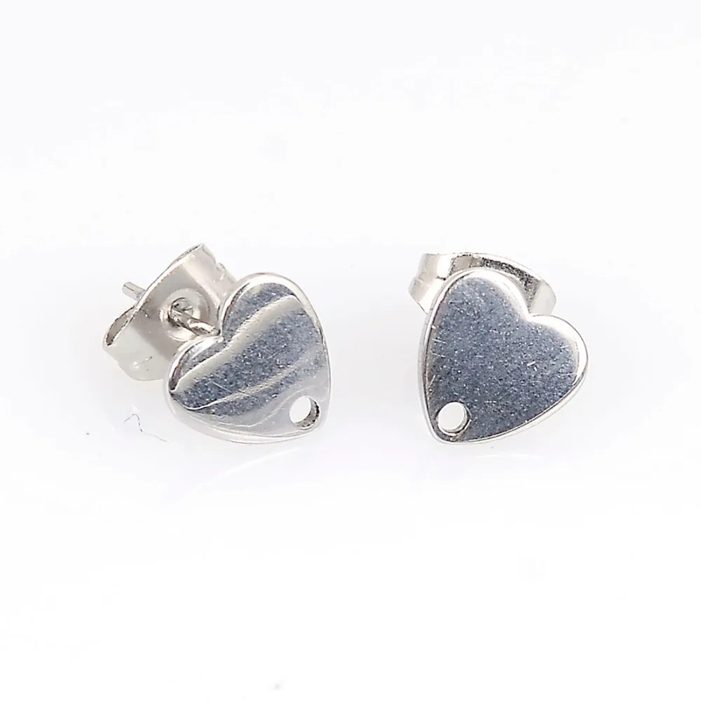 DIY heart shape 316L stainless steel stud beadings findings earring