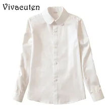 Рубашки для мальчиков и девочек, белая блузка хлопковая школьная Блуза для девочек, рубашки для мальчиков детская одежда формальная школьная форма, топы, H213