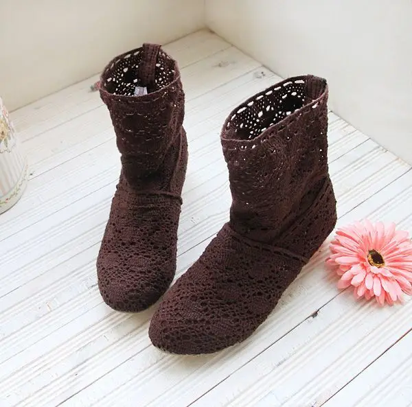 Women Lace Boots Cotton Fabric Thick Heel Boots 2017 Women's Shoes