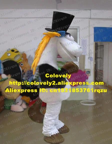 Смешной белый костюм талисман пони Мустанг Бронко брончо Бронк мультяшный