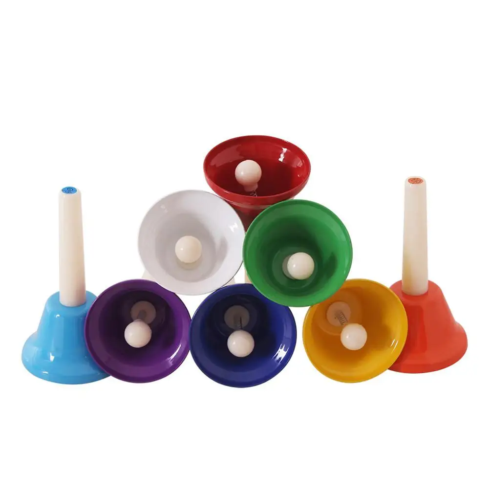 8pcs/set Hand Rattles 8 Tone Colorful Handbell Rattle Metal PVC Percussion Instrument Musical Gift